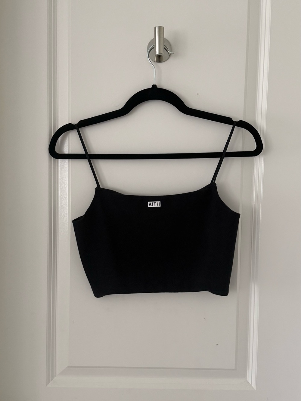 Kith Black Cropped Spaghetti-Strap Camisole